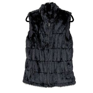 EUC Bagatelle Faux Fur Reversible Black Vest Sz M